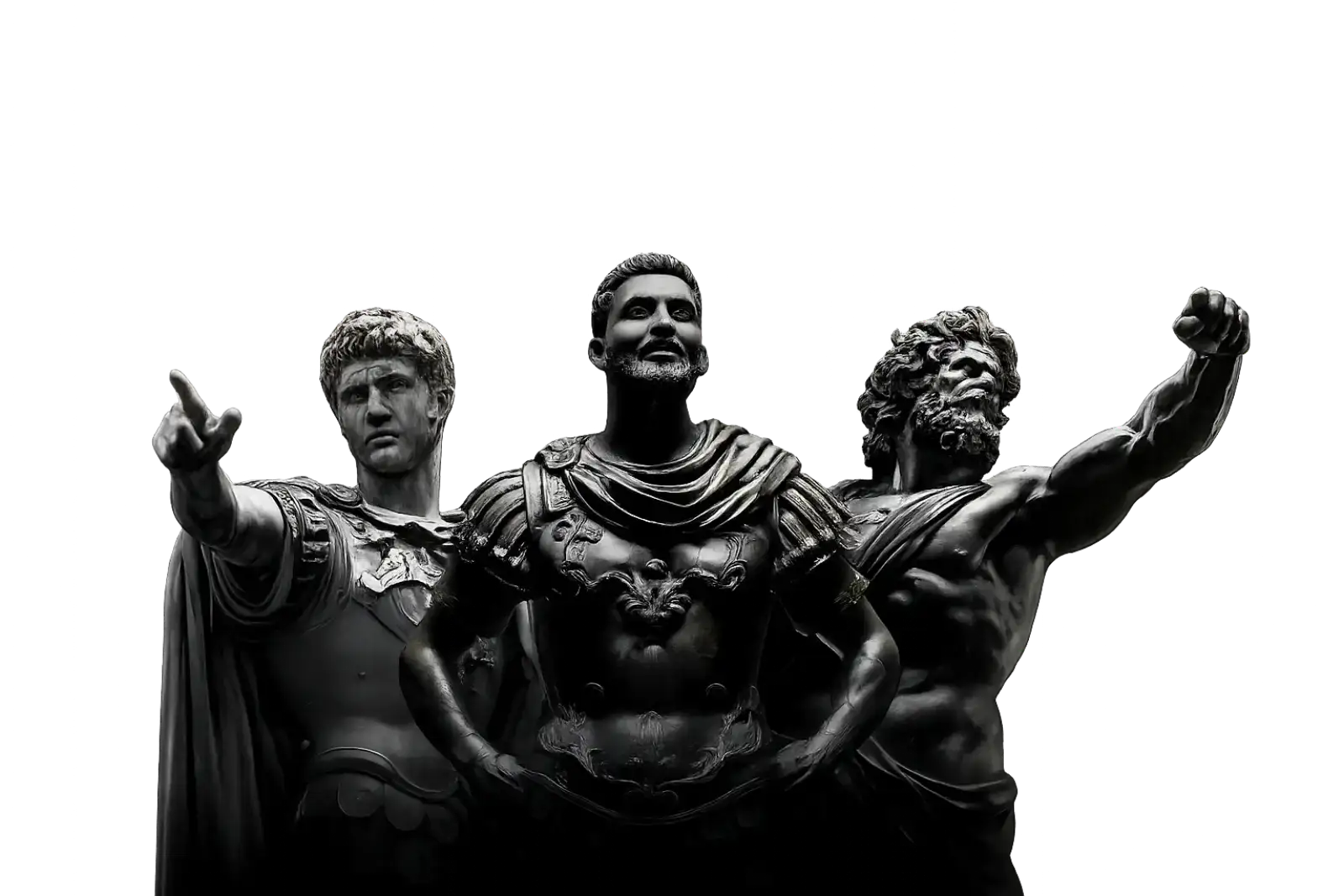 Decorative black and white statue artwork at Rootmedia